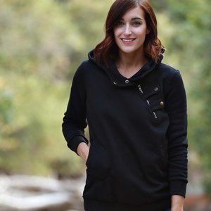 Boutique snap shoulder hooded sweatshirt